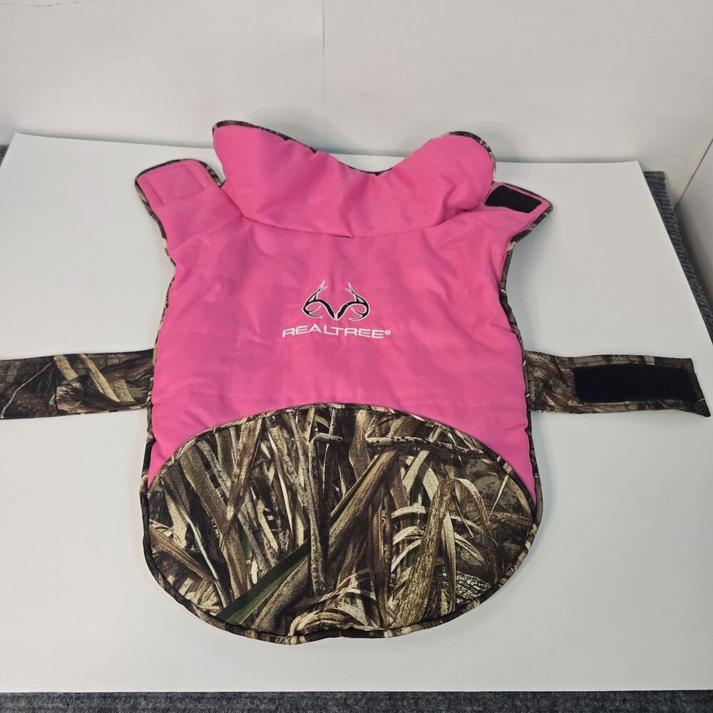 Realtree Max-5 Camo/Pink Dog Jacket Warming Hunting Dog Vest Fleece Lined Medium